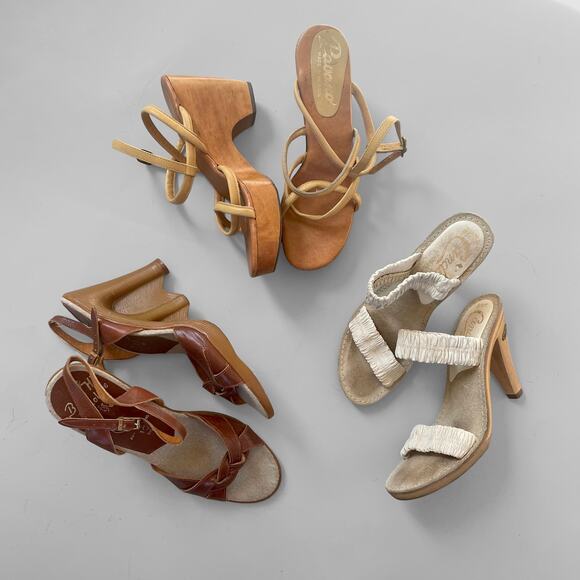 3 pairs 70s Wooden Heel Rubber Platform Candies Asst Shoe Lot size 5.5-6.5 - Picture 2 of 8